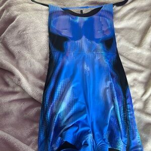 Women’s blue bodysuit